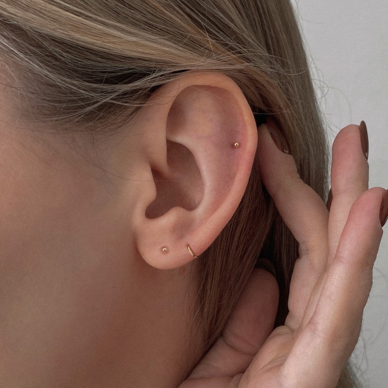 14k basic petite mini one-touch earring ring earrings 1 type