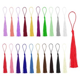 QINERSAW Tassels, 20 Colours, 140 Pieces, Mini Tassels, Colourful Tassels with Loop, Silky Tassels, Pendants, Soft Tassels as Bookmarks, Handmade Tassels for DIY Jewellery, Key Chain