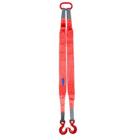 QWORK Two Leg Bridle Web Sling, 6.56Ft 22000 lbs Capacity Steel Sling, 2 Leg Industrial Grab Hook