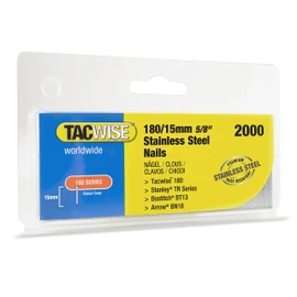 TACWISE 1509 Type 180/15 mm Stainless Steel 18G Brad Nails, Pack of 2,000, Silver