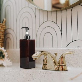 Suream 27oz Bathroom Countertop Soap Dispensers, Plastic Lotion Dispenser, Refillable Cosmetic Pump Dispensers, Square Bathroom Shower Containers for Shampoo, Body Wash, Hand Soap, Oil