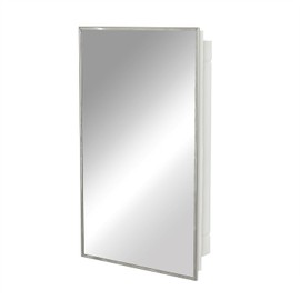 Plexon Stainless Steel Framed Cabinet, 16 in x 26 in, Mirror Frame, with 2 Shelves for More Storage
