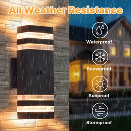 futxnziey Dusk to Dawn Outdoor Wall Lights, Aluminum Exterior Wall Sconce Lighting, Up and Down Dusk to Dawn Outdoor Wall Sconce, Waterproof Outside Lights for House Porch Patio Garage Garden, 1 Pack