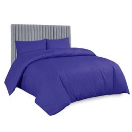 AATH COLLECTION Duvet Cover Bedding Set, Double, King, Super King Size Egyptian Cotton Duvet Set with Pillow Cases. 100% Long Staple Soft Cotton Duvet Set with Easy Closure (Single, Royal Blue)