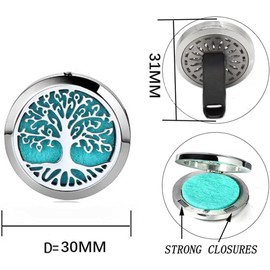 Car Aromatherapy Essential Oil Diffuser Locket Tree of Life Pattern Stainless Steel Car Air Fresheners Vent Clips Decorative