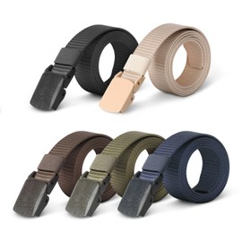 Bestlivings hemmy Canvas Unisex Fabric Belt (Set of 5) 130 cm, Adjustable Work Belt without Holes - Plastic Buckle - Belt for Men and Women, multicoloured