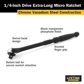 Titan 11328 1/4-Inch Drive x 7-Inch 90-Tooth Swivel Head Ratchet