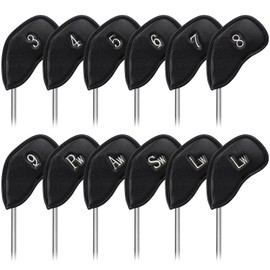 Left Handed Golfer 12pcs/Set Black Golf Iron Headcover Set Easy for Recognize
