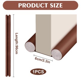 Double Under Door Draught Excluder, 37in/96cm Draft Excluder for Doors, Door Draft Stopper, Adjustable Soundproof for Reduce Sound Draught Dust in Living Room and Bedroom(Brown)