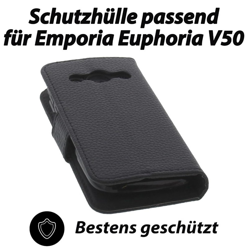 foto-kontor Case Compatible with Emporia Euphoria V50 Book Style Black
