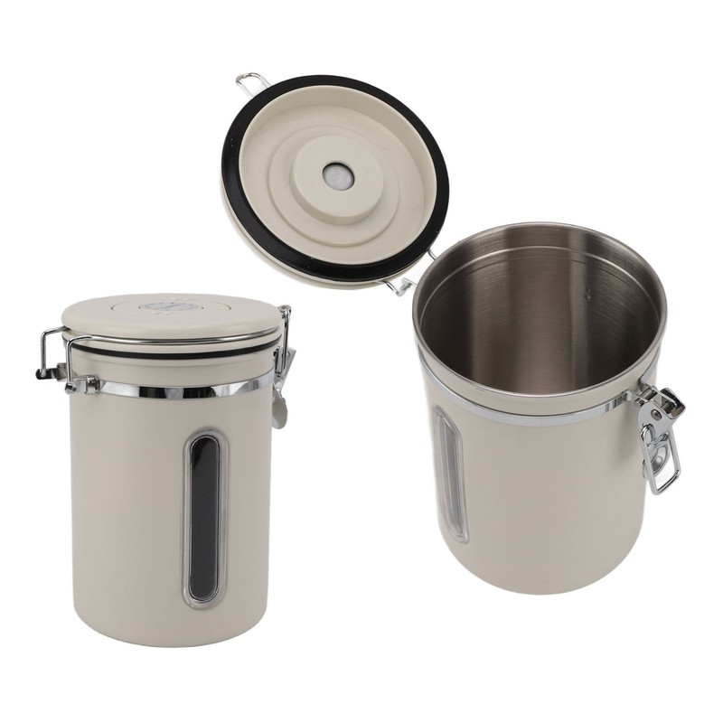 Coffee Canister 1800ml 304 Stainless Steel Window Design One Way