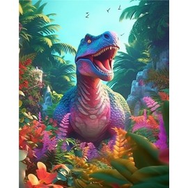 Ginfonr DIY 5D Diamond Art Kits for Adults, Dinosaur Diamond Painting for Adults, Diamond Art Animals Full Drill, Diamond Art Kits Embroidery Rhinestone Craft for Home Wall Decor 12 * 16 Inch