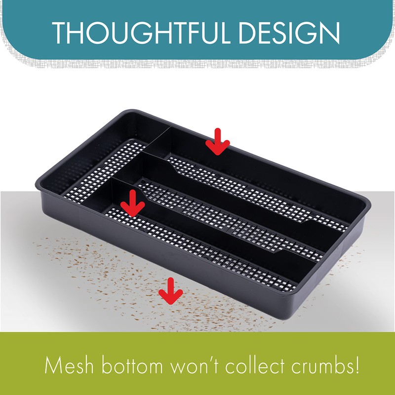 Dial Industries Small Cutlery, Utensil, Silverware Kitchen Drawer Organizer Tray,