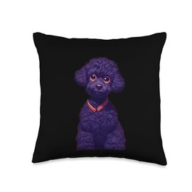 Cute And Adorable Black Toy Poodle Dog Throw Pillow