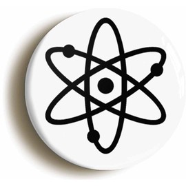 Ozorath Atom Symbol Science Button Badge (2inch / 50mm diameter, white)