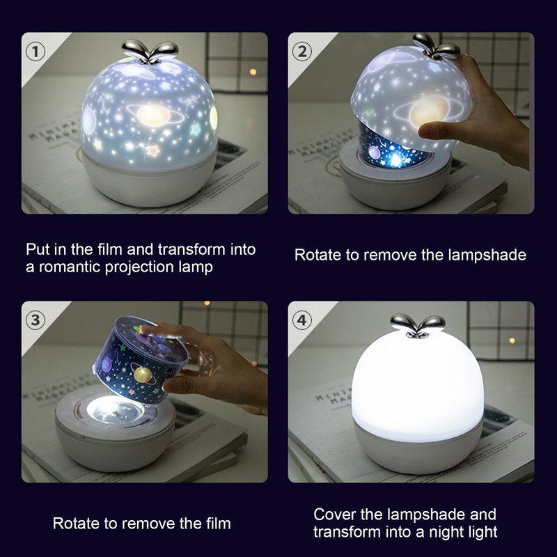 Projection Lamp with 6 Patterns USB 360 Degree Rotating Dimming