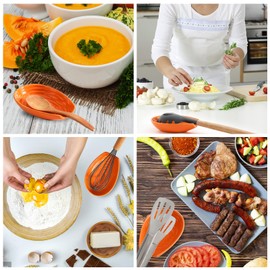 Spoon Rest, Porcelain Spoon Holder for Stove Top, Cooking Utensil Rest Kitchen Gadget Spoon Cradle for Spatula, Ladle, Tongs and Knife, Orange