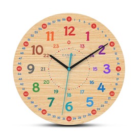 Cander Berlin MNU 7930 A Children's Wall Clock Wood Silent 30.5 cm Silent MDF Learning Clock Learning Dial Boys Girls Nursery without Ticking Noise