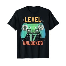 Level 17 Unlocked 17th Birthday Gamer Gifts 17 Year Old Boys T-Shirt
