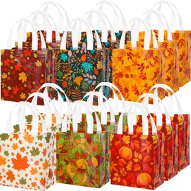 Windyun 60 Pcs Fall Thanksgiving Gift Bags Non-Woven Pumpkin Turkey Gnome Party Tote Treat Bags with Handles Reusable Candy Goodie Stuffers Grocery Shopping for Autumn Party Favors Supplies