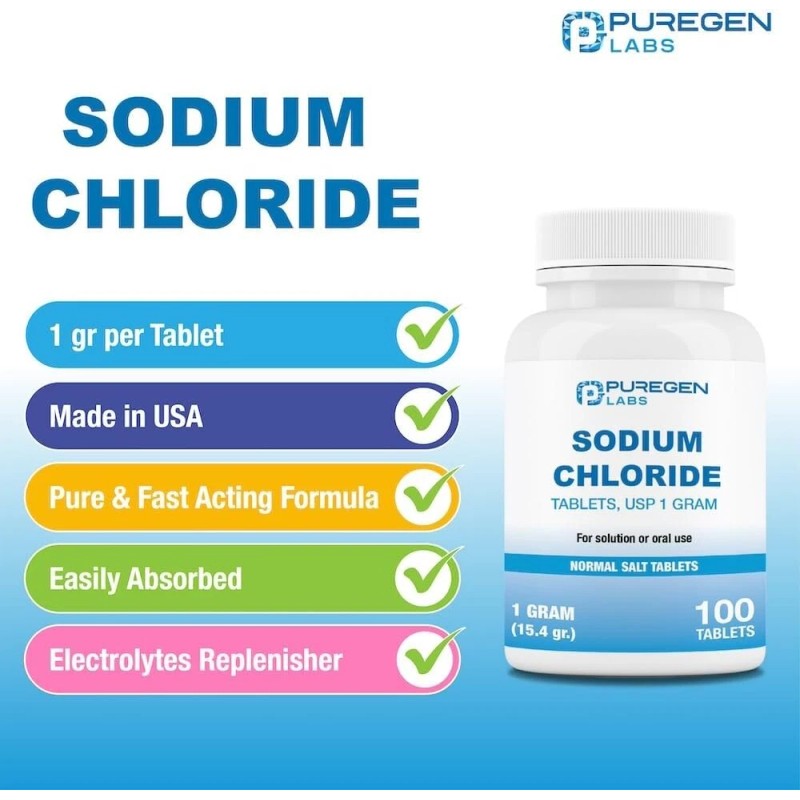 Puregen Sodium Chloride Tablets Normal Salt 1 GM (1000 mg)