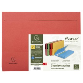 Exacompta - Ref 46970E - Forever Collection - Document Wallets (Pack of 10) - 240 x 320mm in Size, Suitable for A4 Documents, 290gsm Premium Pressboard - Assorted Colours
