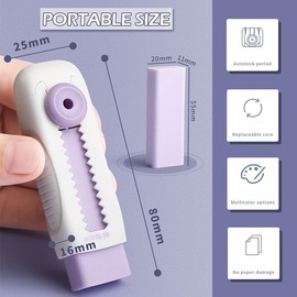 2Pcs Retractable Slide Erasers Bulk Cute Pencil Erasers Drawing Eraser Aesthetic Erasers Push Pull Eraser Back School Supplies for Office Small in Size Correction Products（Random Color）
