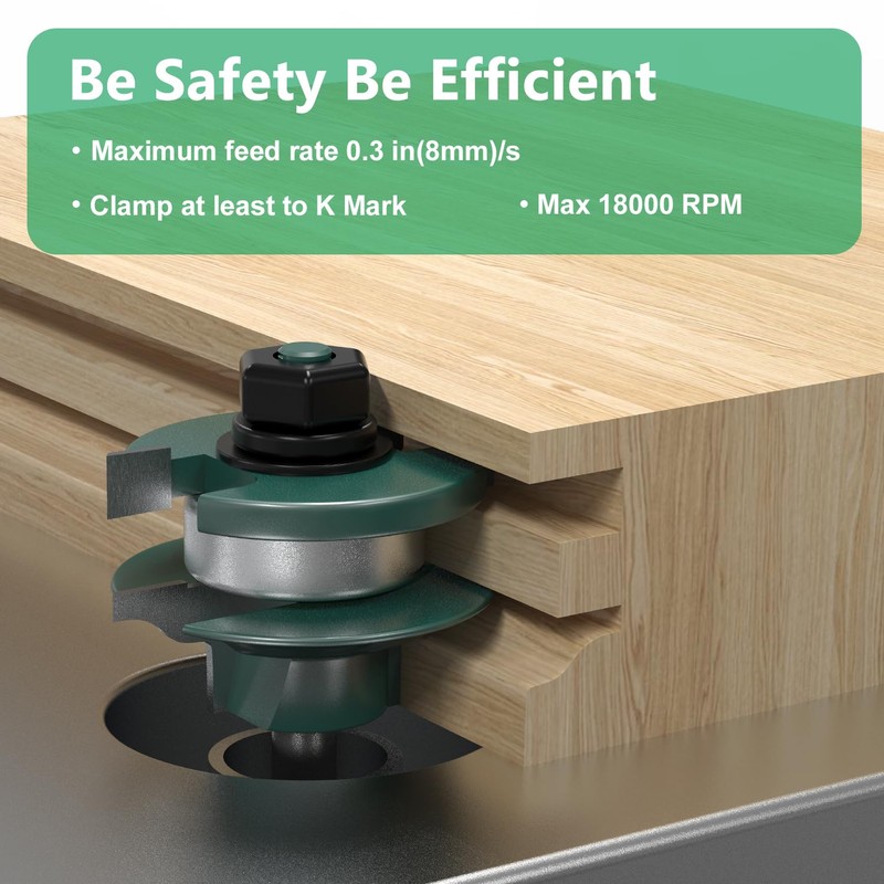 Knoweasy 3-Piece Raised Cabinet Router Bit Set with 1/4 Inch