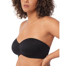 HSIA Women's Strapless Bra for Big Bust, Bandeau Full Coverage Plus Size Anti-Slip Underwire Bras for Large Breasts Lace Black