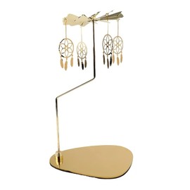Portavelas giratorio dorado, carrusel giratorio de atrapasueños en bandeja de metal, centro de mesa para decoración del hogar (atrapasueños)