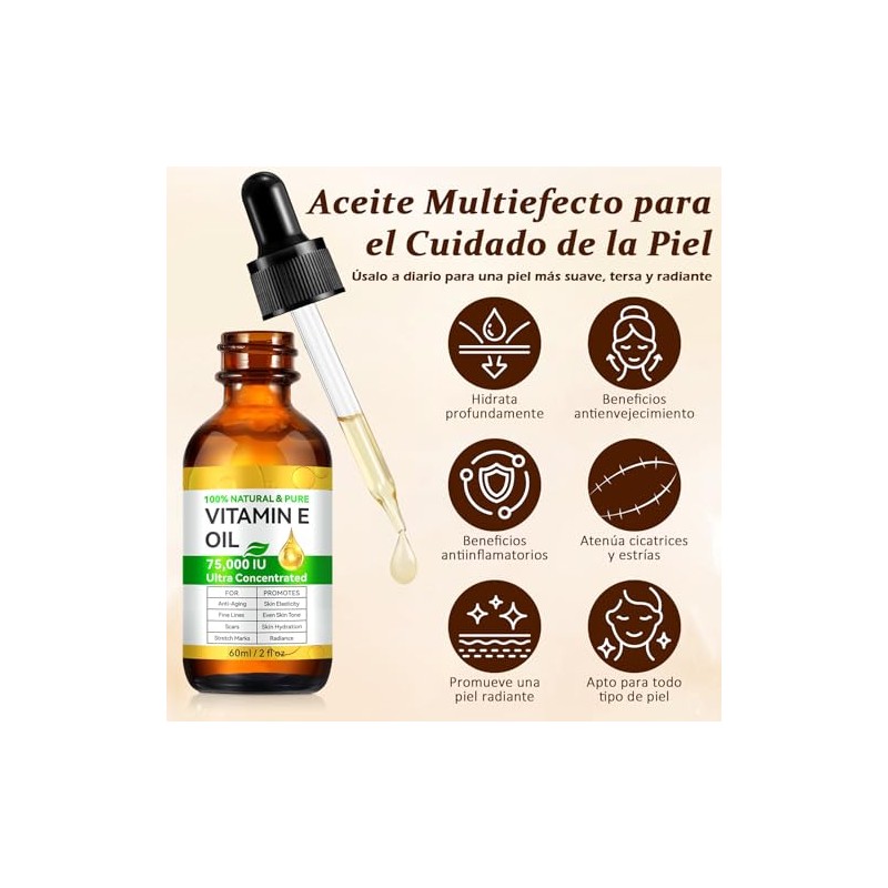 Aceite de Vitamina E Oil,Aceite de Vitamina E Puro 75,000