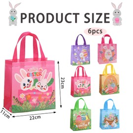 KEELYY Easter Gift Bags, Pack of 6, Easter Bag with Handles, Easter Egg Hunt Bags, Easter Treat Bags, Reusable Easter Bags for Wrapping Gifts, Egg Hunts, Party Supplies