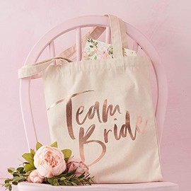 Ginger Ray Rose Gold Team Bride Hen Party Tote Canvas Bag - Floral Hen Party