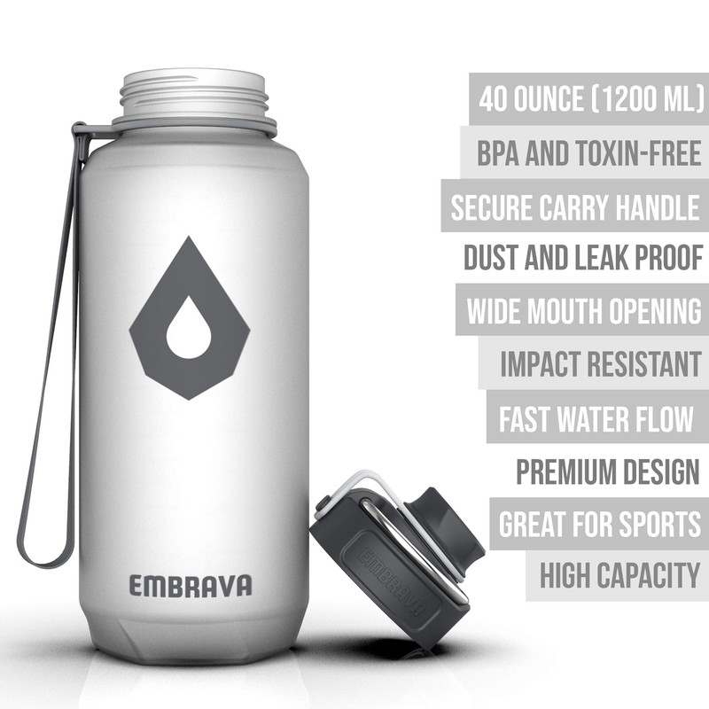 Embrava - Botella de agua de 40 onzas, grande con