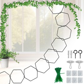 JIngJIALii Chain Trellis for Climbing Plants Indoor or Outdoor, Metal Hexagonal Pothos Plant Climber Wall Support for Vine Growth, Ivy, Live Plant Climber