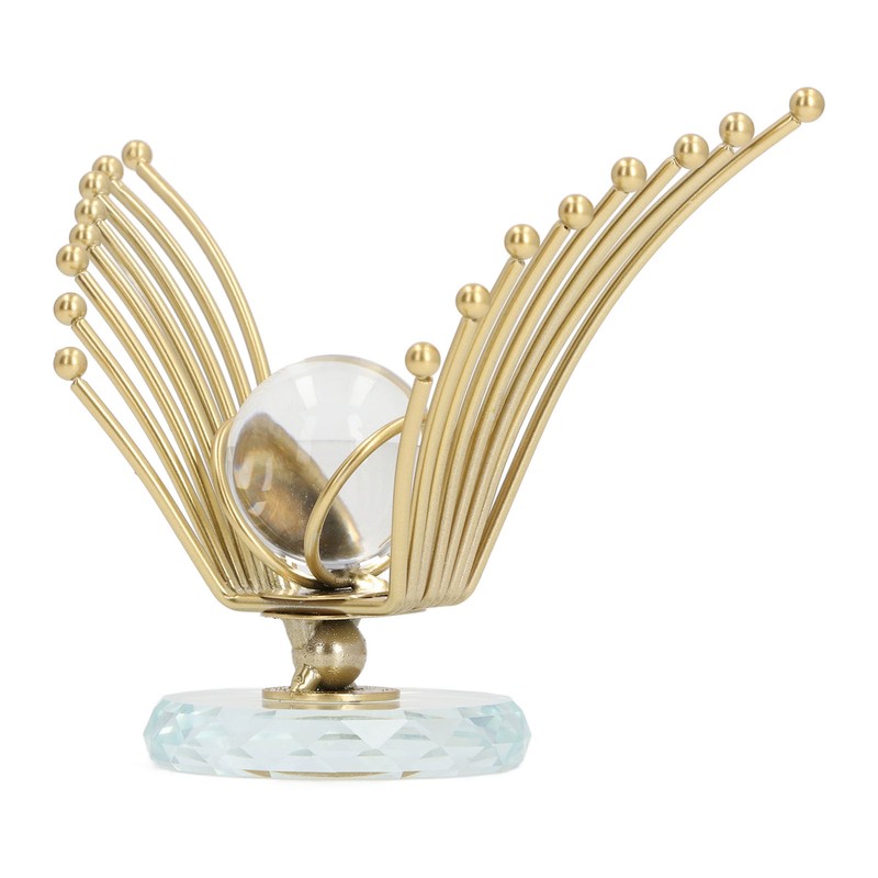 Flying Eagle Statue Modern Abstract Metal Eagle Crystal Ball Figurine