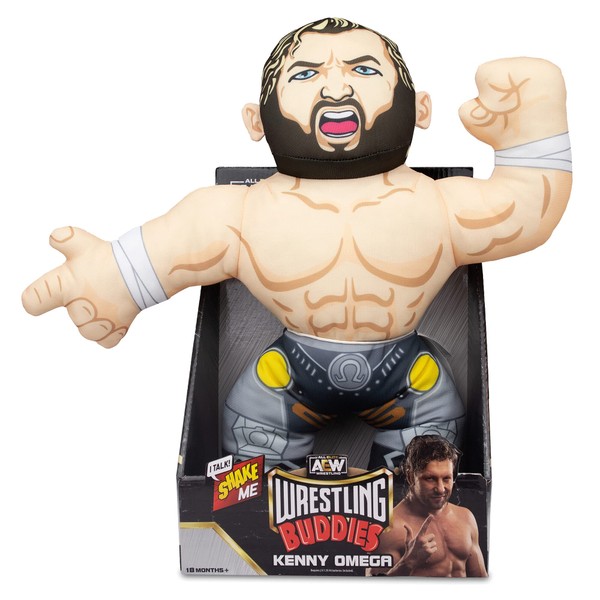 All Elite Wrestling Buddies - Kenny Omega - The Official LJN Wrestling Buddy Plush, 18”, Features Recorded Sounds from The Actual Wrestler