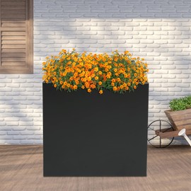 Steel Planter Box, 32x32x32inch Large Square Metal Planter Box Flower Pot Indoor Outdoor Planters Modern Heavy Duty Rust-Resistant Planters with Burr-free Edges Protective Gloves, Garden Porch Patio
