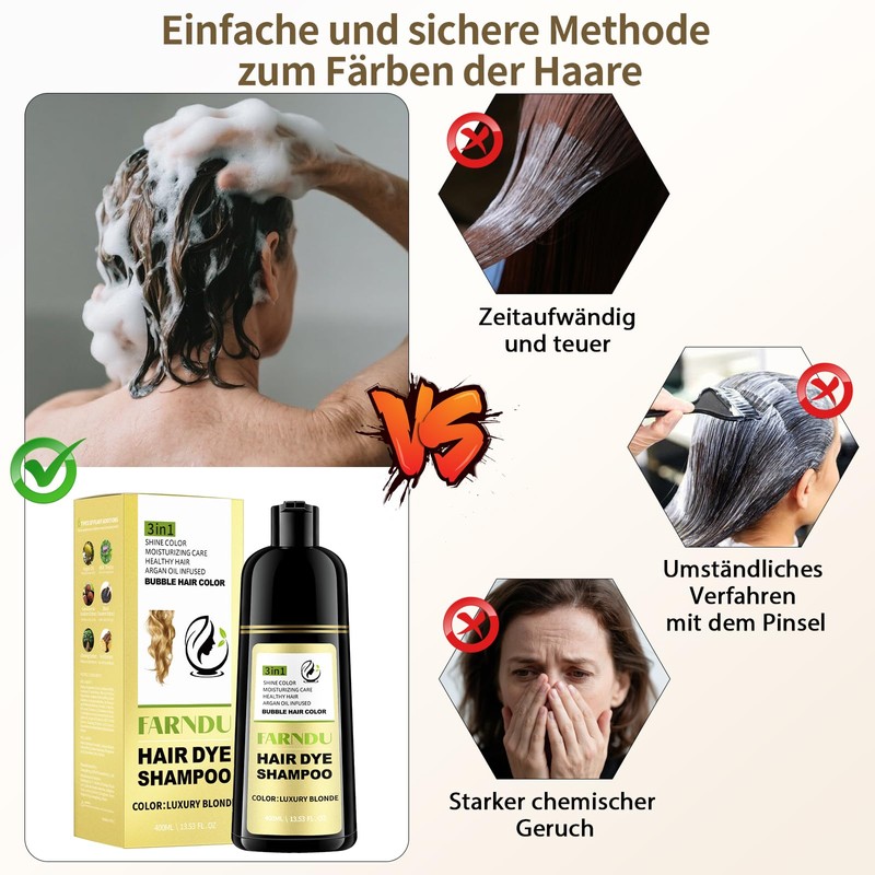 Blonde Hair Dye Shampoo 3 in 1 to Cover Grey