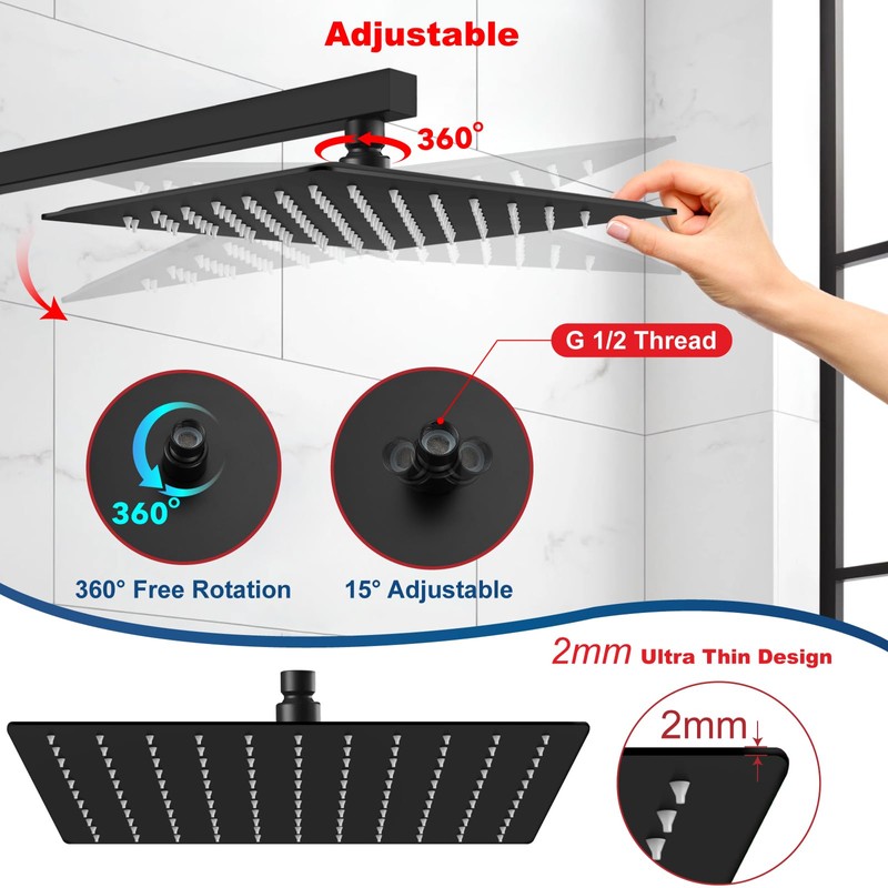 Midanya Rain Shower Head, Stainless Steel Large Rainfall Shower Head