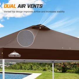 EAGLE PEAK Pop Up Canopy Tent with Wheeled Carry Bag, 8 Stakes, 4 Ropes, 4 Weight Bags, Easy Set Up Tent Canopy, 10x10 ft, 100sqft of Shade,Brown