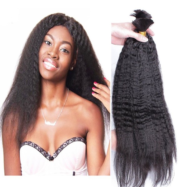 Hesperis Brazilian Afro Kinky Straight Hair 10A Mink Brazilian Virgin Hair Human Braiding Hair Bulk No Weft Brazilian Kinky Straight 100g Per Bundle (24inch, natural color)