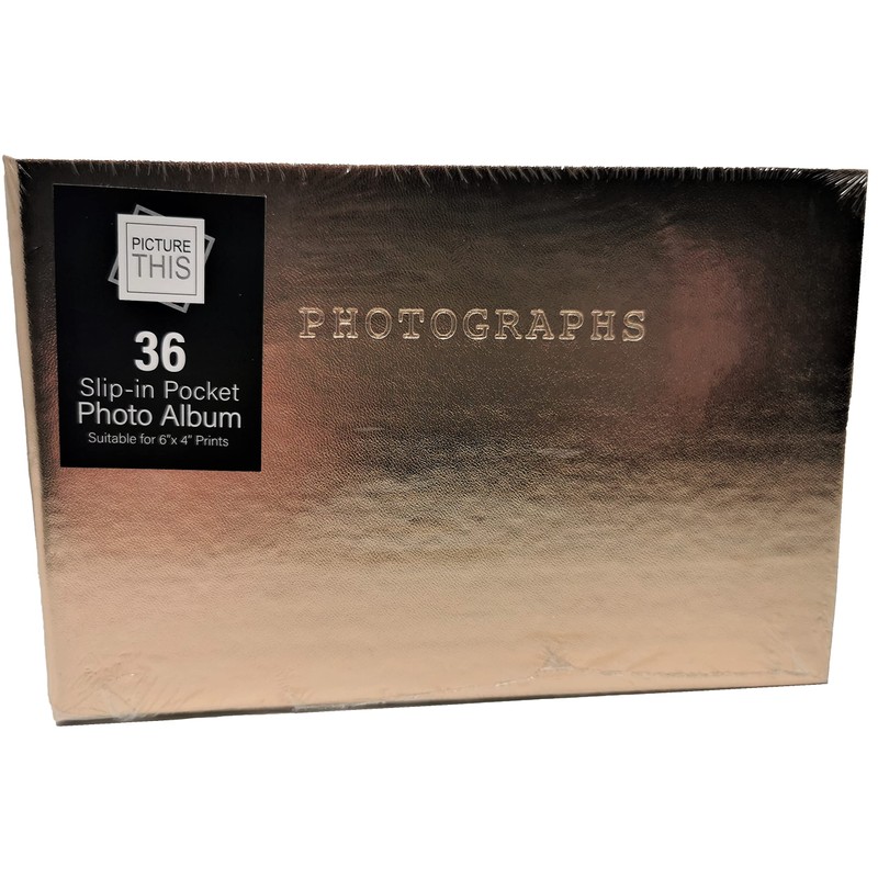 Gold Photo Album - Holds 36 Photos - Size: 6"x4"