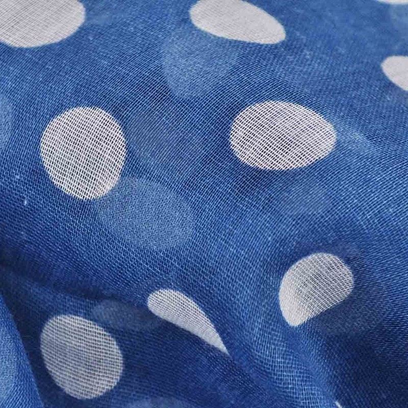 Basic Sense 10mm Polka Dot, Large Viscose Scarf, Blue/White Dot