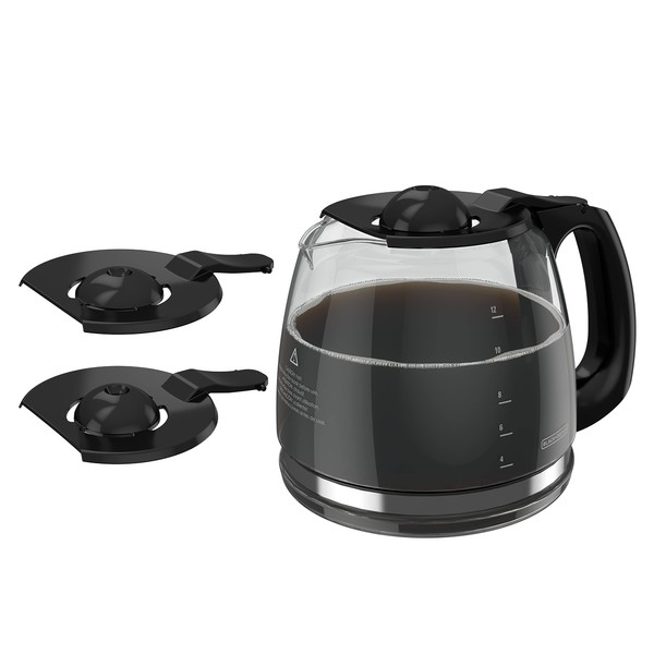 BLACK+DECKER 12-Cup Replacement Carafe, GC3100B, Duralife Glass, Dishwasher-Safe, 2 Extra