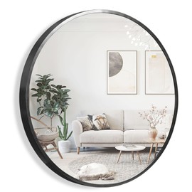 NeuType Round Mirror 36inch Circle Mirror Metal Framed Wall Mirror Large Vanity Hanging Decorative Mirrors for Wall Bathroom Bedroom Living Room (Black, 36" x 36")