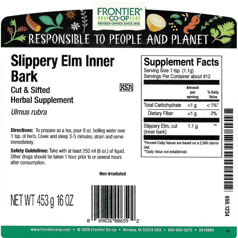 Frontier Co-op Bulk Slippery Elm Inner Bark Cut and Sifted,