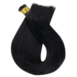 Full Shine I Tip Human Hair Extensions 22 Inch Fusion Hair Extensions I Tip Color 1 Jet Black Remy Human Hair Extensions Salon Quality Keratin Hair Extensions 50 Strands 40Gram