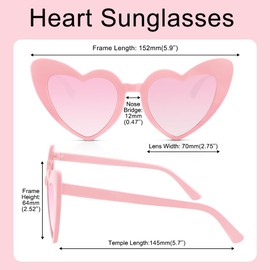 Pink Heart Shaped Sunglasses - Cat Eye Glasses for Girls - Retro Trendy Fun Party Accessories