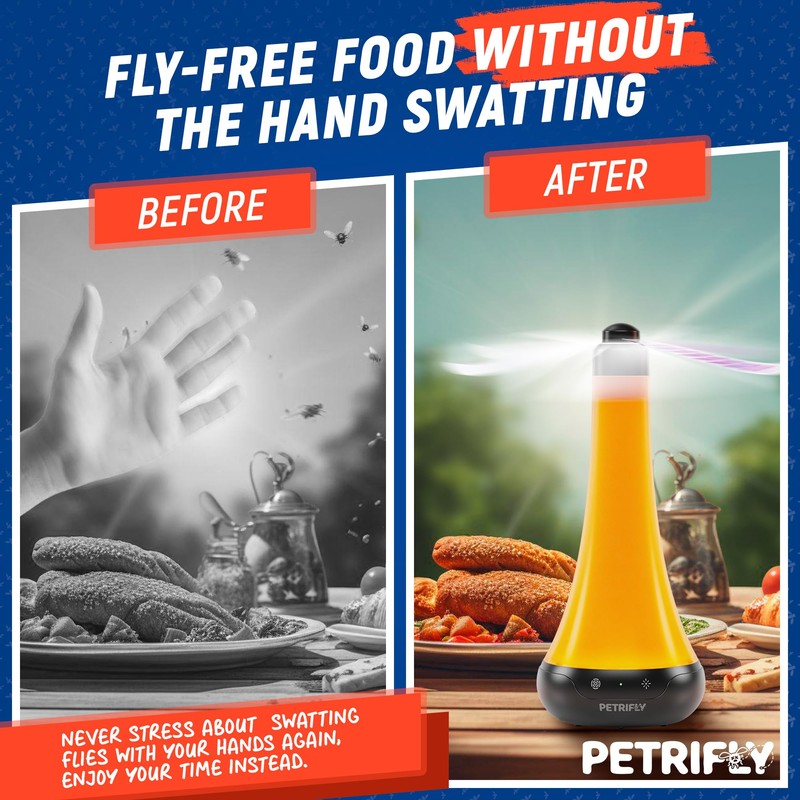 PETRI Fly Fans for Tables 2pk with Anti Bug Light